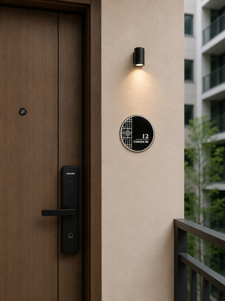 Home Unit Number 3D Round Black Acrylic Signage