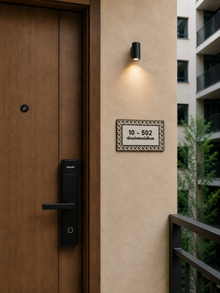 Home Unit Number 3D Rectangle Black and Light Wood Signage