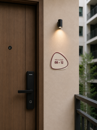 Home Unit Number 3D Minimalist White and Brown Acrylic Signage