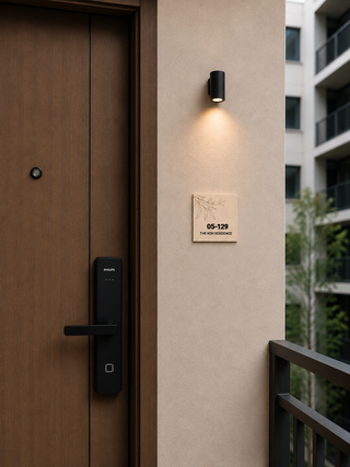 Home Unit Number 3D Square Light Wooden Signage