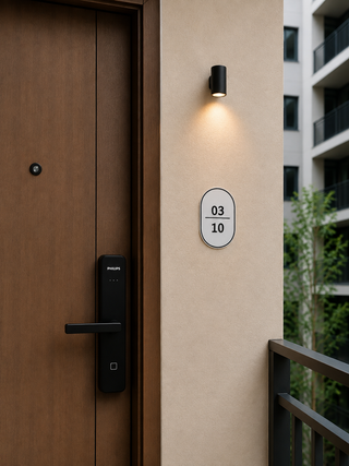 Home Unit Number 3D Oval Black and White Acrylic Signage