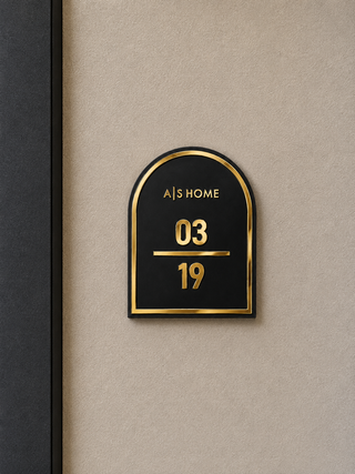 Home Unit Number 3D Arch Black Gold Minimalist Acrylic