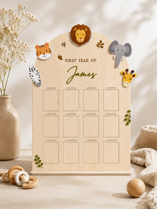 Personalised Baby Milestone Board- Safari