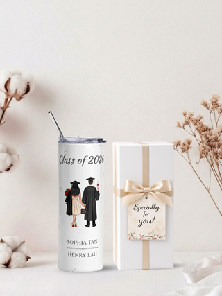 Personalised Graphic Graduation Kyra Slim Insulated Tumbler - Couple Graduate