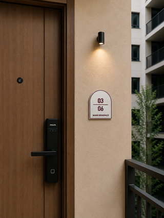 Home Unit Number Wooden 3D Arch Minimalist Light Wood