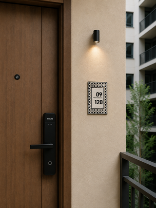Home Unit Number 3D Rectangle Light Wood Signage