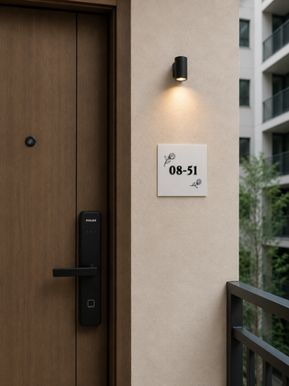 Home Unit Number 3D Square Black and White Acrylic Signage