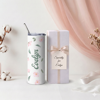 Personalised Graphic Kyra Slim Insulated Tumbler - Pastel Flower