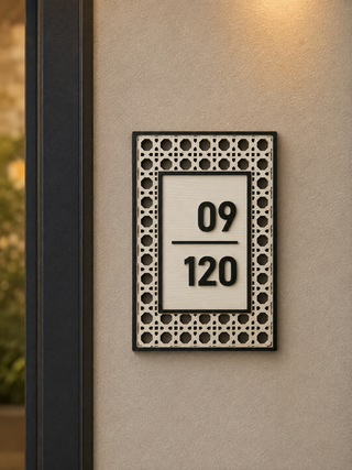 Home Unit Number 3D Rectangle Light Wood Signage