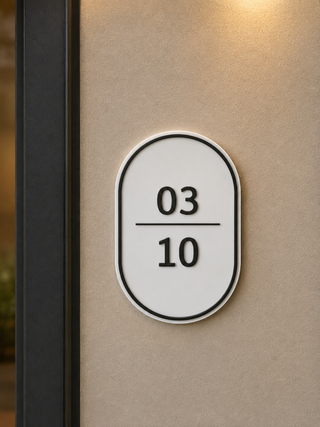 Home Unit Number 3D Oval Black and White Acrylic Signage