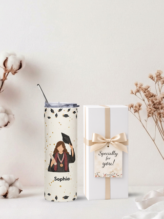 Personalised Graphic Graduation Kyra Slim Insulated Tumbler - Graduate Caps-Girl