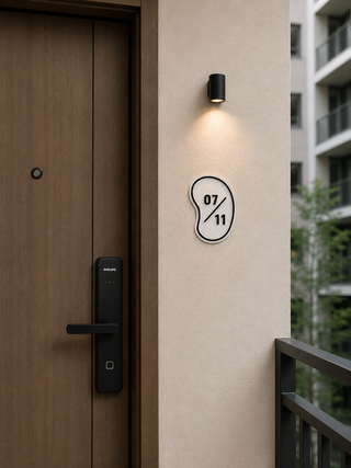 Home Unit Number 3D Curve White and Black Acrylic Signage