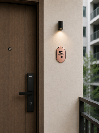 Home Unit Number 3D Oval Rosegold and Black Acrylic Signage