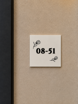 Home Unit Number 3D Square Black and White Acrylic Signage