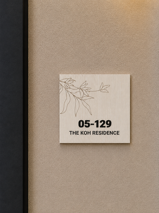 Home Unit Number 3D Square Light Wooden Signage