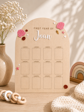 Personalised Baby Milestone Board- Blush Pink Seashell