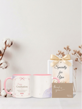 Customised Wrapped Graduation Day Mug - Happy Grad Pink