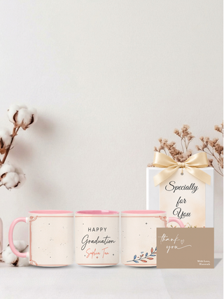 Customised Wrapped Graduation Day Mug - Pink Happy Grad