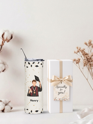 Personalised Graphic Graduation Kyra Slim Insulated Tumbler - Graduate Caps-Boy