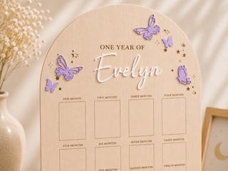 Personalised Baby Milestone Board- Blush Pink Butterfly