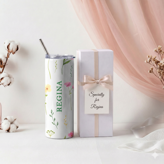 Personalised Graphic Kyra Slim Insulated Tumbler -Wildflower