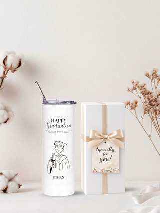Personalised Graphic Graduation Kyra Slim Insulated Tumbler - Clipart-Grad Boy
