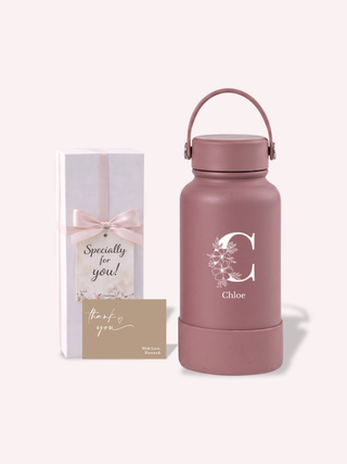Personalised Engraved Insulated Stainless Steel Osaka Tumbler for Teacher's Day- Flower Alphabet