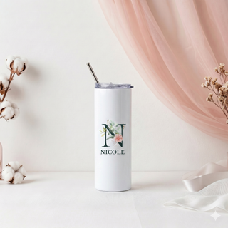 Personalised Graphic Kyra Slim Insulated Tumbler - Rose Initial