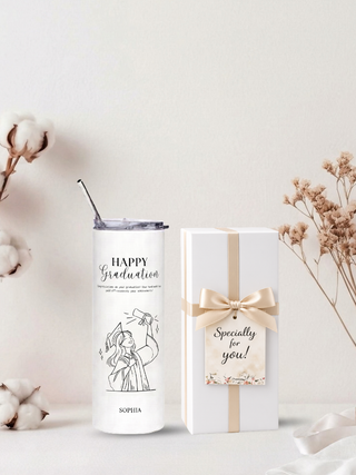 Personalised Graphic Graduation Kyra Slim Insulated Tumbler - Clipart-Grad Girl