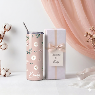 Personalised Graphic Kyra Slim Insulated Tumbler - Pink Garden