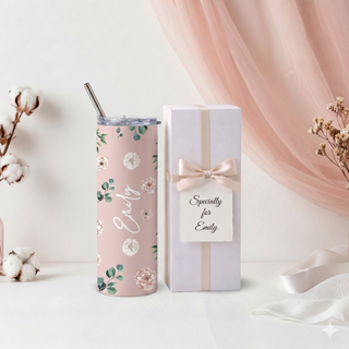 Personalised Graphic Kyra Slim Insulated Tumbler - Pink Garden