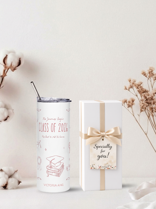 Personalised Graphic Graduation Kyra Slim Insulated Tumbler - Class of '26-Pink
