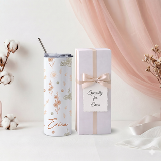Personalised Graphic Kyra Slim Insulated Tumbler - Petal Foliage