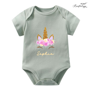 Customised Baby Bodysuit- Unicorn Flower