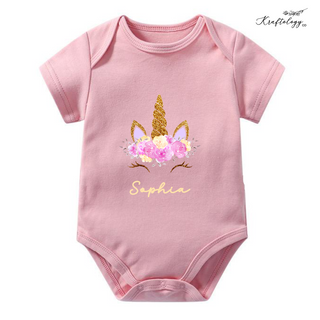 Customised Baby Bodysuit- Unicorn Flower