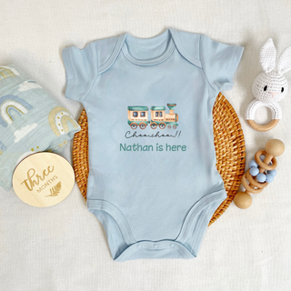 Customised Baby Bodysuit- Train Watercolor