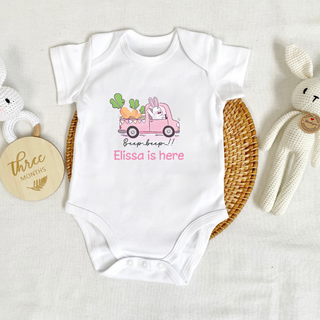 Customised Baby Bodysuit- Rabbit Car