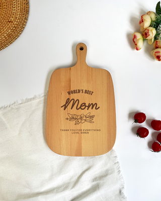 Customised Engraved Wooden Chopping Board - World's Best Mom