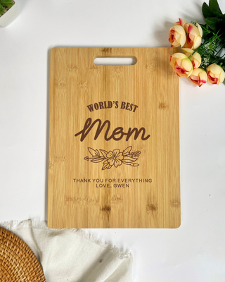 Customised Engraved Wooden Chopping Board - World's Best Mom
