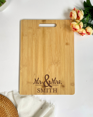 Customised Engraved Wooden Chopping Board - Mr & Mrs