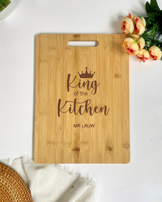 Customised Engraved Wooden Chopping Board - King of the Kitchen