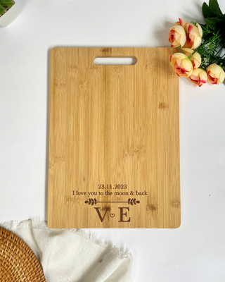 Customised Engraved Wooden Chopping Board - Couple Love