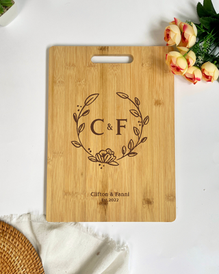 Customised Engraved Wooden Chopping Board - Couple Initials