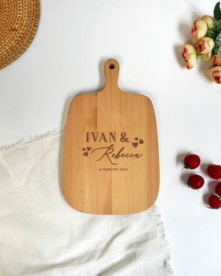 Customised Engraved Wooden Chopping Board - Couple Name