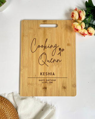 Customised Engraved Wooden Chopping Board - Cooking Queen