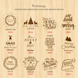 Customised Engraved Wooden Coaster for Christmas Xmas Gift