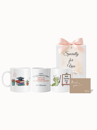 Customised Wrapped Teacher's Day Mug- Graduate Cap and Books