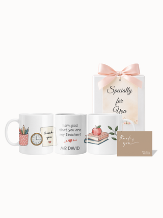 Customised Wrapped Teacher's Day Mug- Cute Colored Pencils and Clock