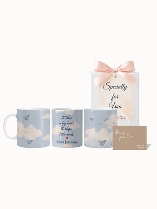 Customised Wrapped Teacher's Day Mug- Cute Clouds Airplane
