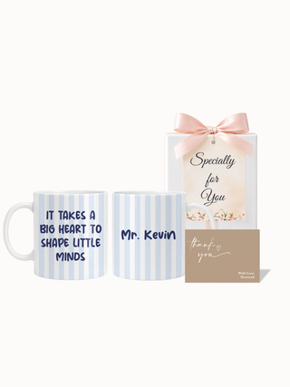 Customised Wrapped Teacher's Day Mug- Blue Stripe